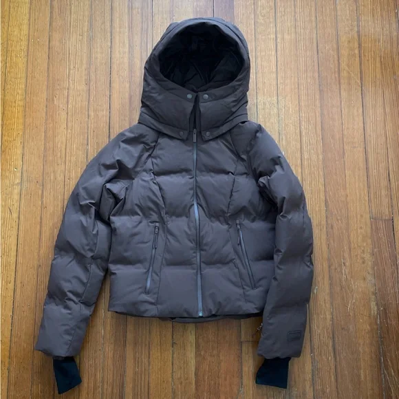 NWOT Halfdays Georgie Puffer Jacket in Spiked Cocoa Brown Espresso Chocolate Ski - Picture 6 of 14